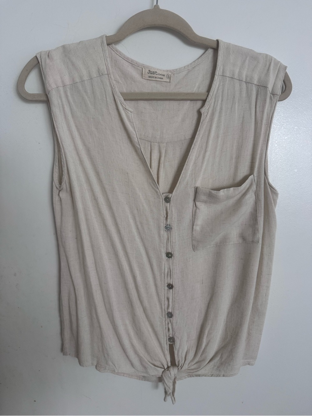 Sleeveless linen blend crop top